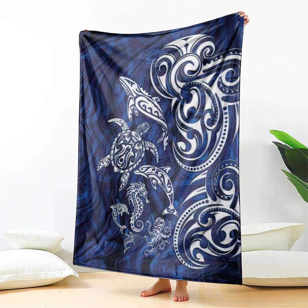 New Zealand Connecting with Seas Blanket Maori Tribal and Sea Animals Tattoo - White Glass Style LT03 - Polynesian Pride