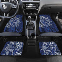 New Zealand Connecting with Seas Car Mats Maori Tribal and Sea Animals Tattoo - White Glass Style LT03 Set 4pcs Navy - Polynesian Pride
