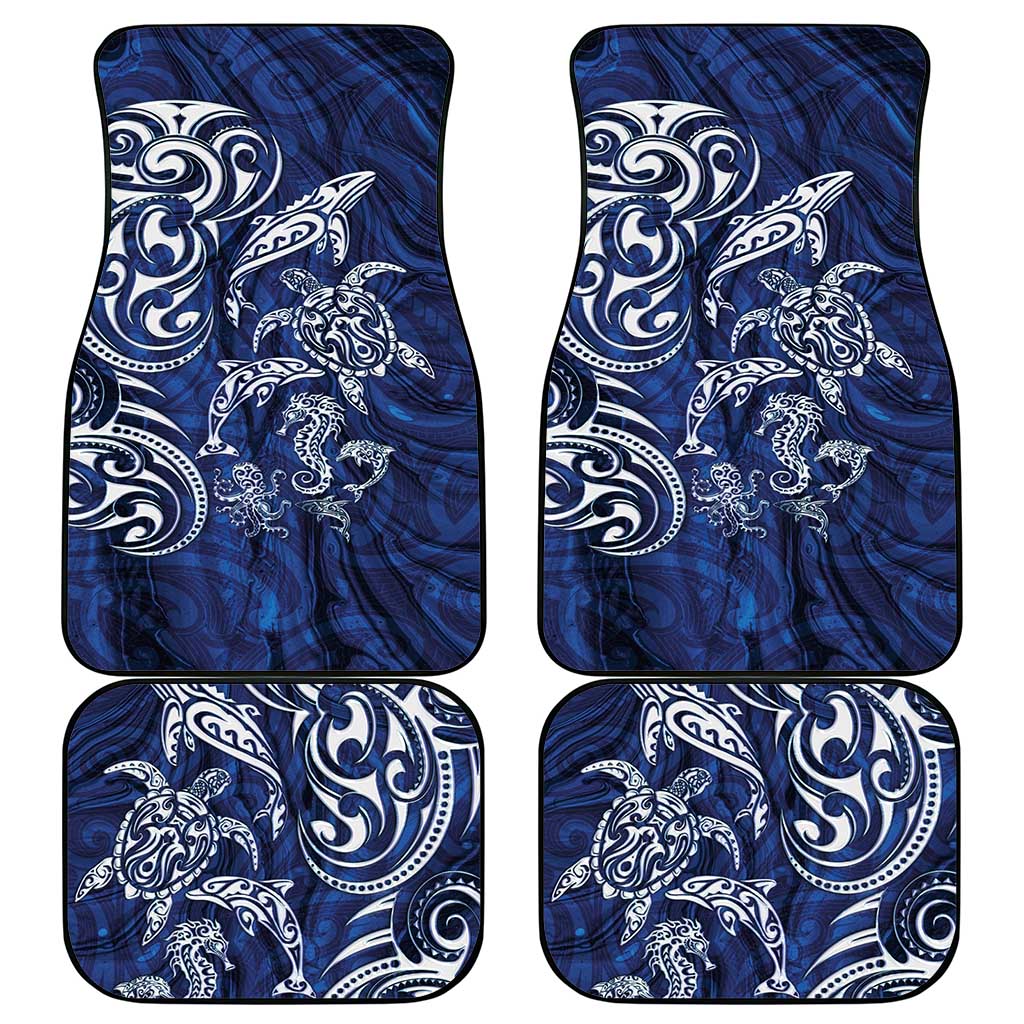 New Zealand Connecting with Seas Car Mats Maori Tribal and Sea Animals Tattoo - White Glass Style LT03 - Polynesian Pride