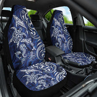 New Zealand Connecting with Seas Car Seat Cover Maori Tribal and Sea Animals Tattoo - White Glass Style LT03 One Size Navy - Polynesian Pride