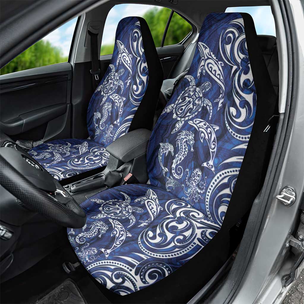 New Zealand Connecting with Seas Car Seat Cover Maori Tribal and Sea Animals Tattoo - White Glass Style LT03 - Polynesian Pride