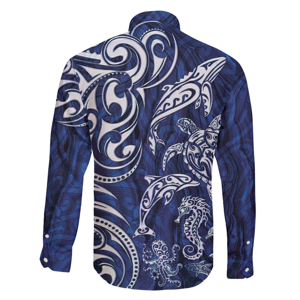 New Zealand Connecting with Seas Family Matching Short Sleeve Bodycon Dress and Hawaiian Shirt Maori Tribal and Sea Animals Tattoo - White Glass Style LT03 - Polynesian Pride