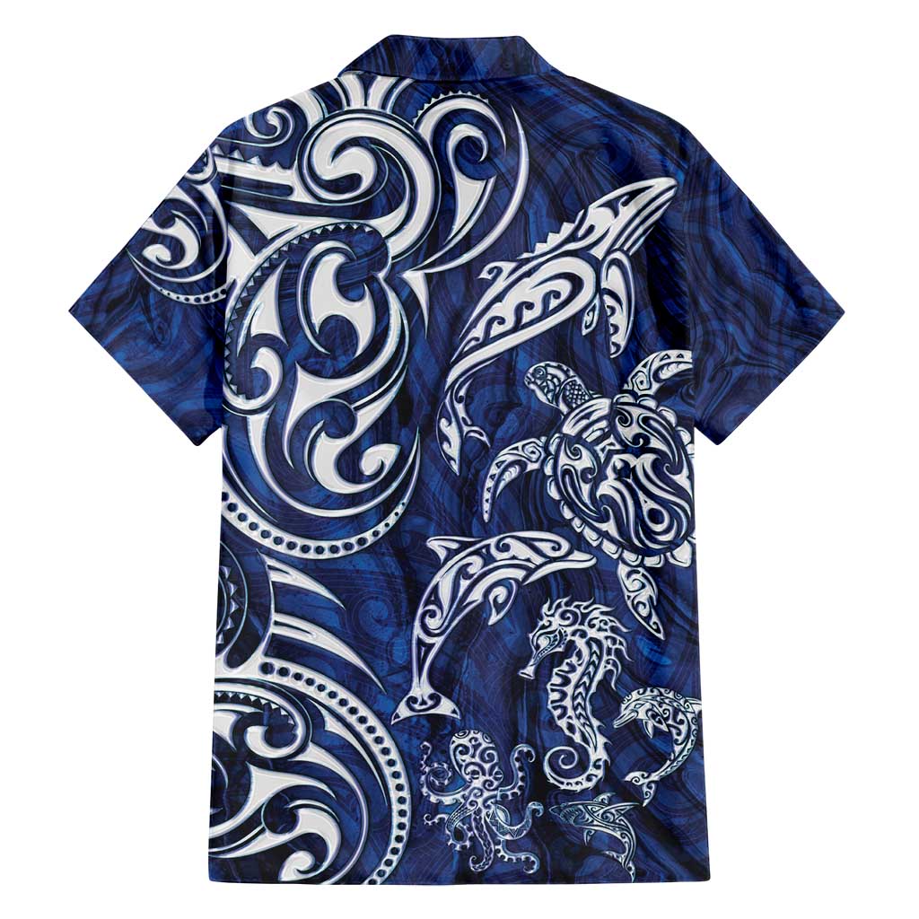 New Zealand Connecting with Seas Family Matching Tank Maxi Dress and Hawaiian Shirt Maori Tribal and Sea Animals Tattoo - White Glass Style LT03 - Polynesian Pride