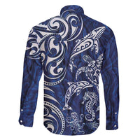 New Zealand Connecting with Seas Family Matching Tank Maxi Dress and Hawaiian Shirt Maori Tribal and Sea Animals Tattoo - White Glass Style LT03 - Polynesian Pride
