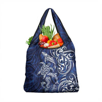 New Zealand Connecting with Seas Grocery Bag Maori Tribal and Sea Animals Tattoo - White Glass Style LT03 1-pack One Size Navy - Polynesian Pride