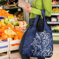 New Zealand Connecting with Seas Grocery Bag Maori Tribal and Sea Animals Tattoo - White Glass Style LT03 - Polynesian Pride
