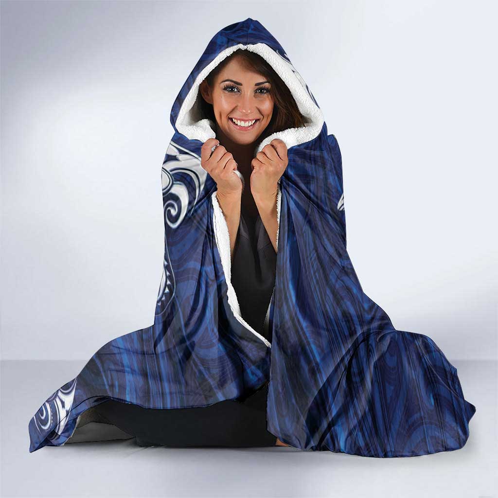 New Zealand Connecting with Seas Hooded Blanket Maori Tribal and Sea Animals Tattoo - White Glass Style LT03 - Polynesian Pride