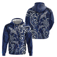 New Zealand Connecting with Seas Hoodie Maori Tribal and Sea Animals Tattoo - White Glass Style LT03 - Polynesian Pride