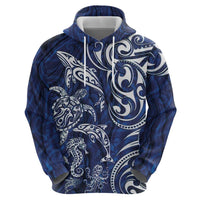 New Zealand Connecting with Seas Hoodie Maori Tribal and Sea Animals Tattoo - White Glass Style LT03 - Polynesian Pride