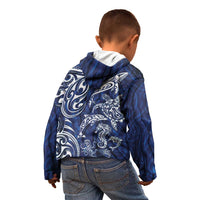 New Zealand Connecting with Seas Kid Hoodie Maori Tribal and Sea Animals Tattoo - White Glass Style LT03 - Polynesian Pride