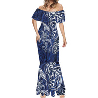 New Zealand Connecting with Seas Mermaid Dress Maori Tribal and Sea Animals Tattoo - White Glass Style LT03 - Polynesian Pride