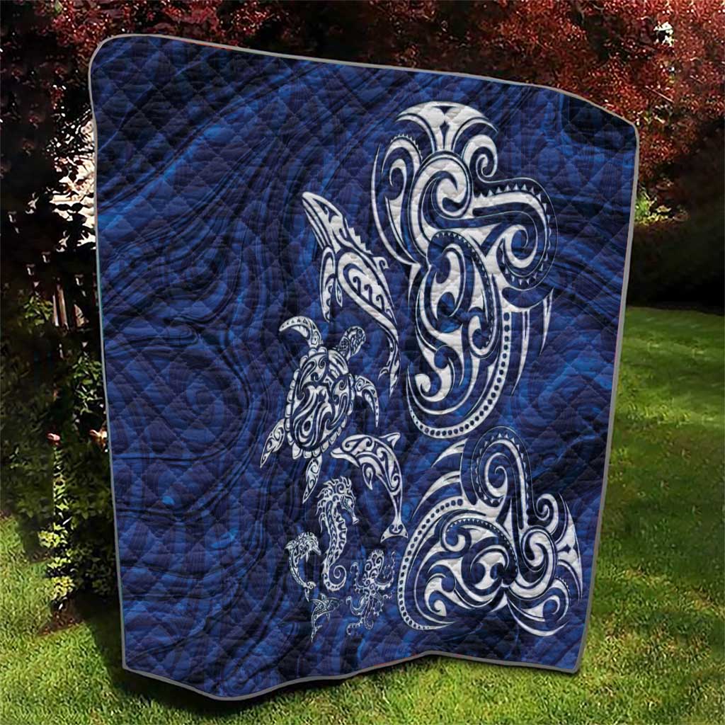 New Zealand Connecting with Seas Quilt Maori Tribal and Sea Animals Tattoo - White Glass Style LT03 - Polynesian Pride