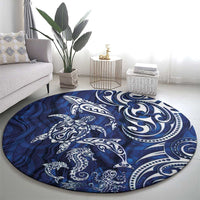 New Zealand Connecting with Seas Round Carpet Maori Tribal and Sea Animals Tattoo - White Glass Style LT03 - Polynesian Pride