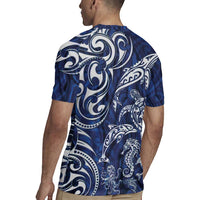 New Zealand Connecting with Seas Rugby Jersey Maori Tribal and Sea Animals Tattoo - White Glass Style LT03 - Polynesian Pride