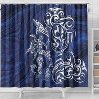 New Zealand Connecting with Seas Shower Curtain Maori Tribal and Sea Animals Tattoo - White Glass Style LT03 - Polynesian Pride