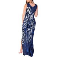 New Zealand Connecting with Seas Tank Maxi Dress Maori Tribal and Sea Animals Tattoo - White Glass Style LT03 - Polynesian Pride