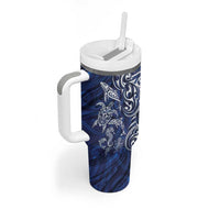 New Zealand Connecting with Seas Tumbler With Handle Maori Tribal and Sea Animals Tattoo - White Glass Style LT03 - Polynesian Pride