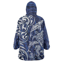 New Zealand Connecting with Seas Wearable Blanket Hoodie Maori Tribal and Sea Animals Tattoo - White Glass Style LT03 - Polynesian Pride