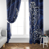 New Zealand Connecting with Seas Window Curtain Maori Tribal and Sea Animals Tattoo - White Glass Style LT03 - Polynesian Pride