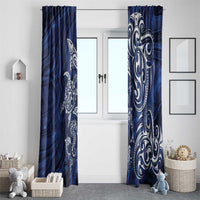 New Zealand Connecting with Seas Window Curtain Maori Tribal and Sea Animals Tattoo - White Glass Style LT03 - Polynesian Pride