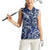 New Zealand Connecting with Seas Women Sleeveless Polo Shirt Maori Tribal and Sea Animals Tattoo - White Glass Style