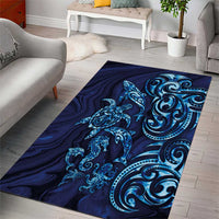New Zealand Connecting with Seas Area Rug Maori Tribal and Sea Animals Tattoo - Sea Texture Glass Style LT03 - Polynesian Pride