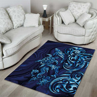 New Zealand Connecting with Seas Area Rug Maori Tribal and Sea Animals Tattoo - Sea Texture Glass Style LT03 - Polynesian Pride