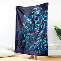 New Zealand Connecting with Seas Blanket Maori Tribal and Sea Animals Tattoo - Sea Texture Glass Style LT03 - Polynesian Pride