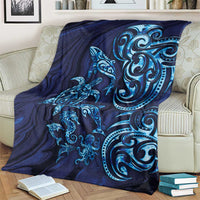New Zealand Connecting with Seas Blanket Maori Tribal and Sea Animals Tattoo - Sea Texture Glass Style LT03 - Polynesian Pride
