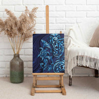 New Zealand Connecting with Seas Canvas Wall Art Maori Tribal and Sea Animals Tattoo - Sea Texture Glass Style LT03 - Polynesian Pride