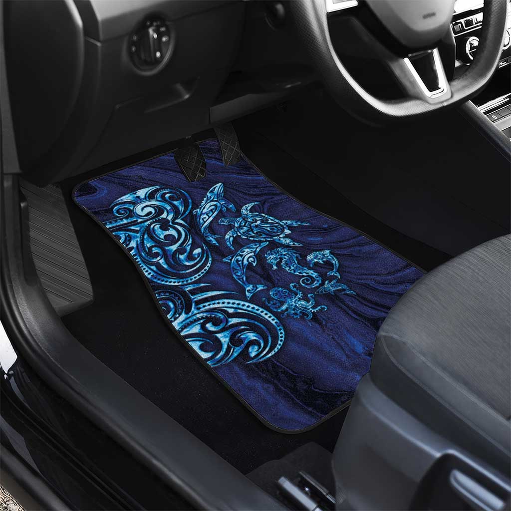 New Zealand Connecting with Seas Car Mats Maori Tribal and Sea Animals Tattoo - Sea Texture Glass Style LT03 - Polynesian Pride