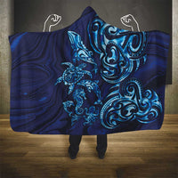 New Zealand Connecting with Seas Hooded Blanket Maori Tribal and Sea Animals Tattoo - Sea Texture Glass Style LT03 - Polynesian Pride