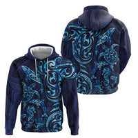 New Zealand Connecting with Seas Hoodie Maori Tribal and Sea Animals Tattoo - Sea Texture Glass Style LT03 - Polynesian Pride