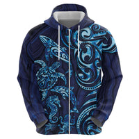 New Zealand Connecting with Seas Hoodie Maori Tribal and Sea Animals Tattoo - Sea Texture Glass Style LT03 - Polynesian Pride