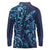 New Zealand Connecting with Seas Long Sleeve Polo Shirt Maori Tribal and Sea Animals Tattoo - Sea Texture Glass Style