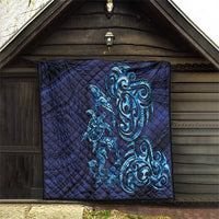 New Zealand Connecting with Seas Quilt Maori Tribal and Sea Animals Tattoo - Sea Texture Glass Style LT03 - Polynesian Pride