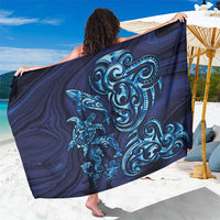 New Zealand Connecting with Seas Sarong Maori Tribal and Sea Animals Tattoo - Sea Texture Glass Style LT03 One Size 44 x 66 inches Navy - Polynesian Pride