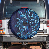 New Zealand Connecting with Seas Spare Tire Cover Maori Tribal and Sea Animals Tattoo - Sea Texture Glass Style LT03 Navy - Polynesian Pride