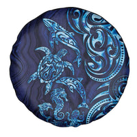 New Zealand Connecting with Seas Spare Tire Cover Maori Tribal and Sea Animals Tattoo - Sea Texture Glass Style LT03 - Polynesian Pride