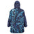 New Zealand Connecting with Seas Wearable Blanket Hoodie Maori Tribal and Sea Animals Tattoo - Sea Texture Glass Style