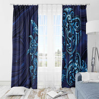 New Zealand Connecting with Seas Window Curtain Maori Tribal and Sea Animals Tattoo - Sea Texture Glass Style LT03 - Polynesian Pride