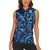 New Zealand Connecting with Seas Women Sleeveless Polo Shirt Maori Tribal and Sea Animals Tattoo - Sea Texture Glass Style