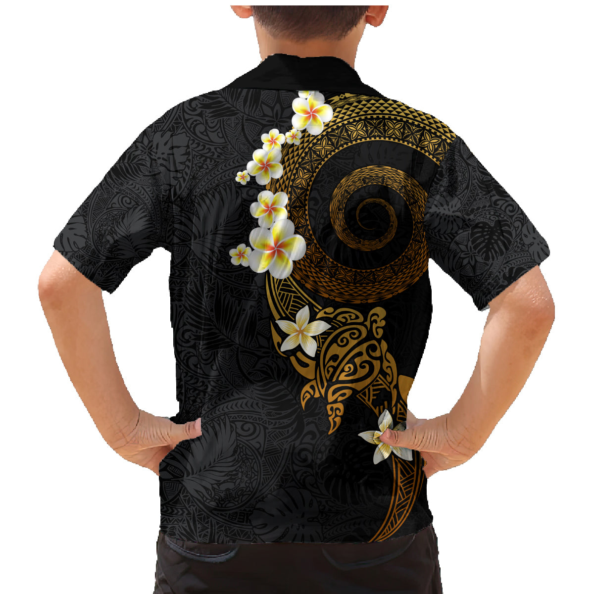 Polynesian Spiral Tribal Tattoo Family Matching Mermaid Dress and Hawaiian Shirt Golden Color LT03 - Polynesian Pride
