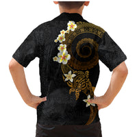 Polynesian Spiral Tribal Tattoo Family Matching Mermaid Dress and Hawaiian Shirt Golden Color LT03 - Polynesian Pride