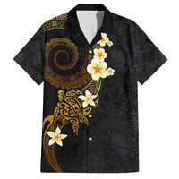 Polynesian Spiral Tribal Tattoo Family Matching Off The Shoulder Long Sleeve Dress and Hawaiian Shirt Golden Color LT03 Dad's Shirt - Short Sleeve Yellow - Polynesian Pride