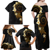 Polynesian Spiral Tribal Tattoo Family Matching Off Shoulder Maxi Dress and Hawaiian Shirt Golden Color LT03 - Polynesian Pride