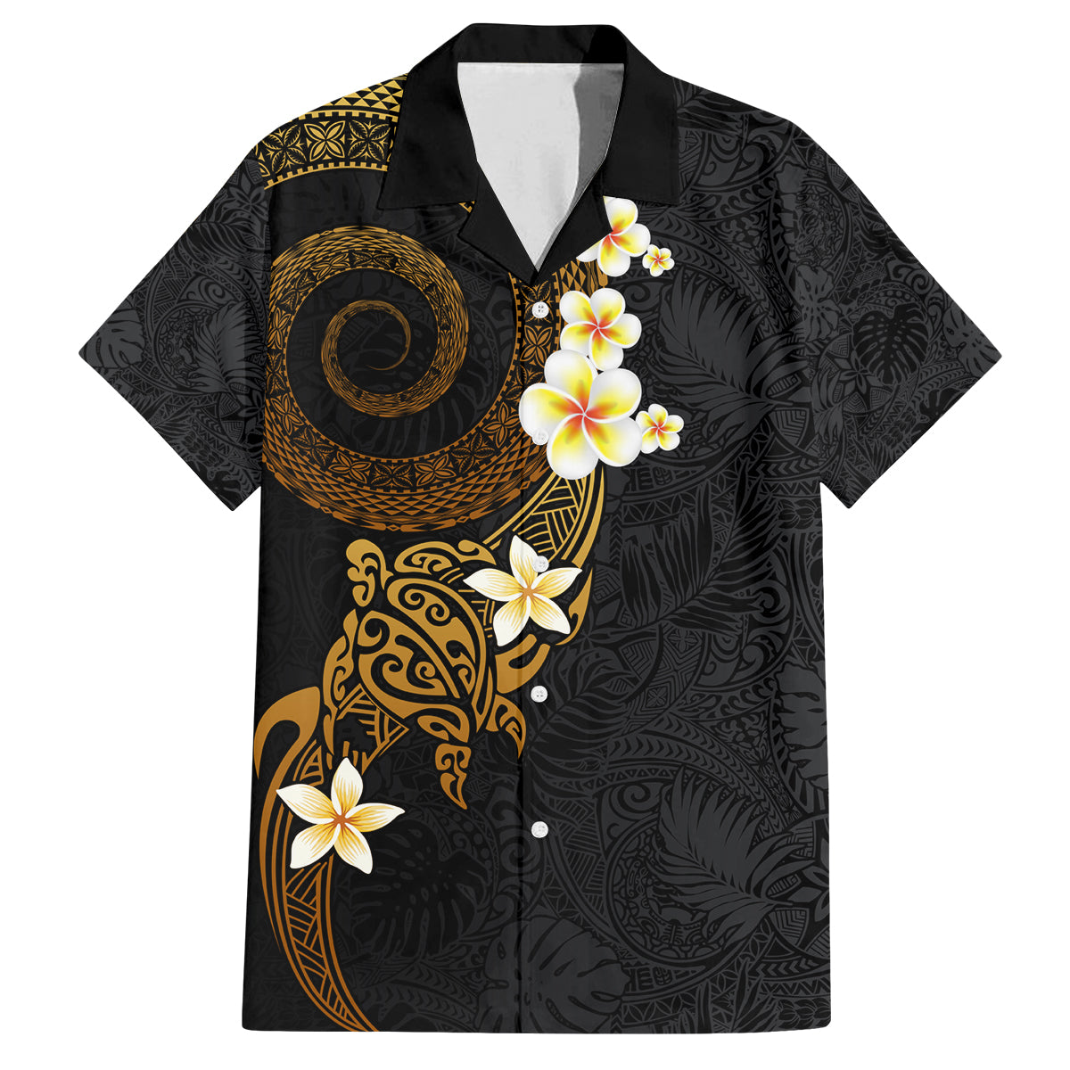Polynesian Spiral Tribal Tattoo Family Matching Puletasi and Hawaiian Shirt Golden Color LT03 Dad's Shirt - Short Sleeve Yellow - Polynesian Pride