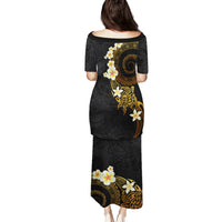 Polynesian Spiral Tribal Tattoo Family Matching Puletasi and Hawaiian Shirt Golden Color LT03 - Polynesian Pride
