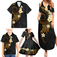 Polynesian Spiral Tribal Tattoo Family Matching Summer Maxi Dress and Hawaiian Shirt Golden Color LT03 - Polynesian Pride