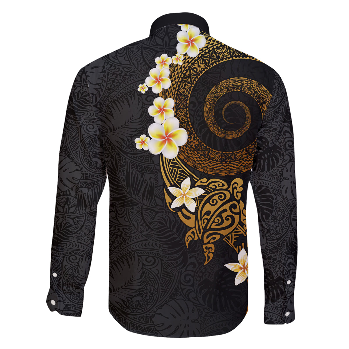 Polynesian Spiral Tribal Tattoo Family Matching Summer Maxi Dress and Hawaiian Shirt Golden Color LT03 - Polynesian Pride